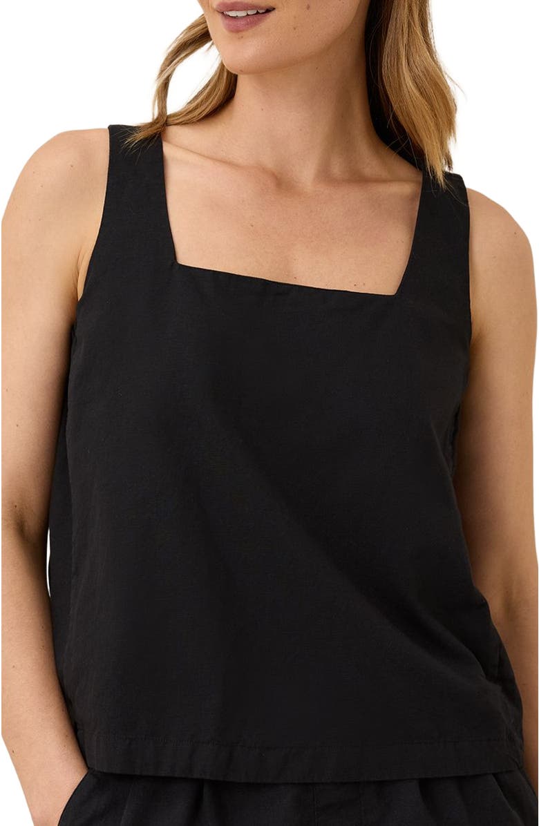 Pact Canopy Linen Square Neck Tank Made with Organic Cotton, Alternate, color, Black