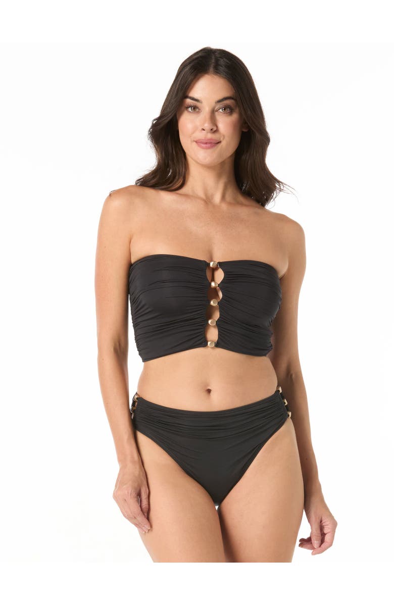 Carmen Marc Valvo Beaded Bandeau Draped Top, Main, color, Black