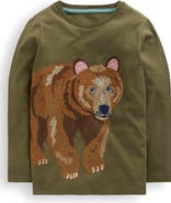 Mini Boden Kids' Bear Embroidered Cotton Graphic T-Shirt