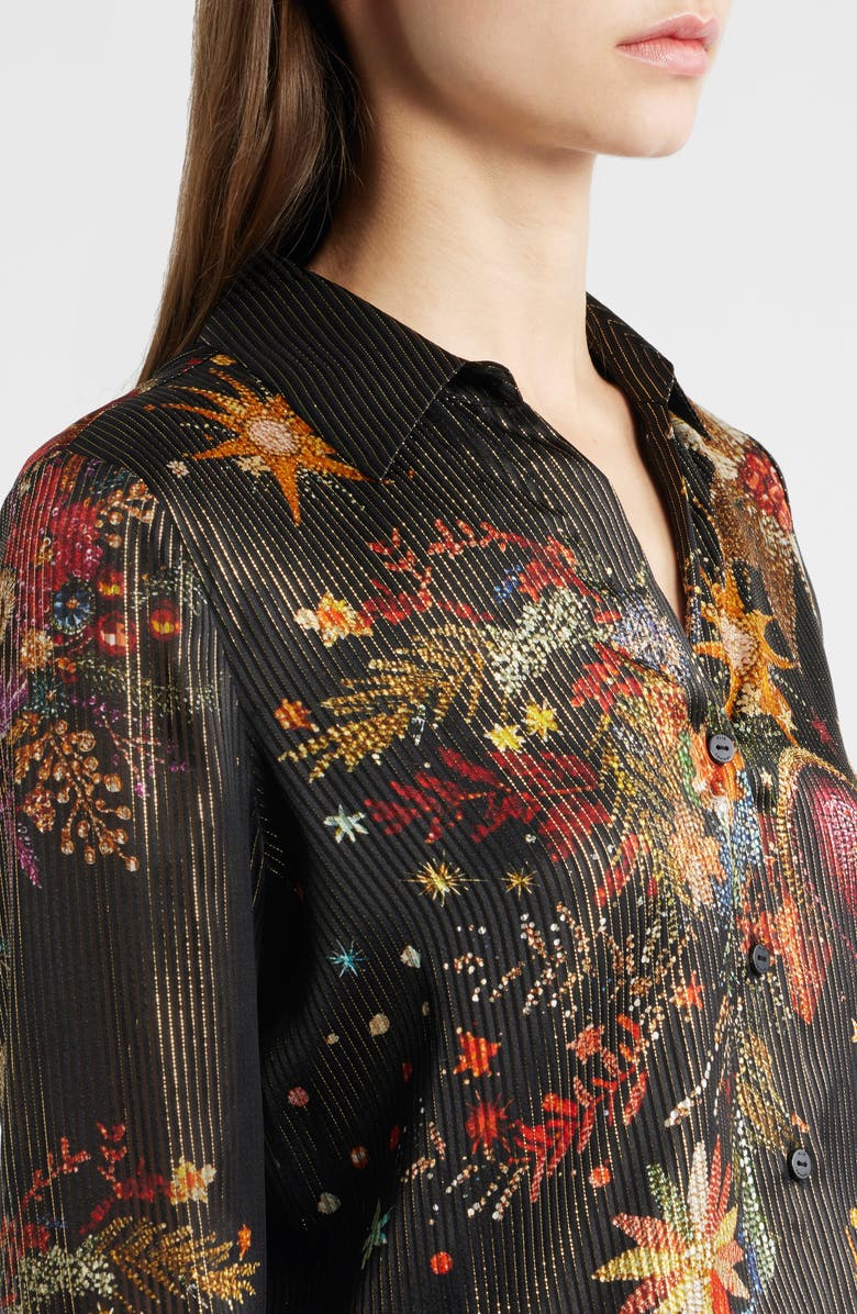 Elie Tahari The Madeline Silk Blend Button-Up Shirt, Alternate, color, Rhinestone Floral