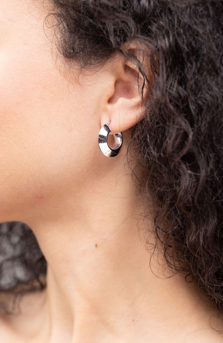 Bony Levy 14K Gold Beveled Tube Huggie Hoop Earrings, Alternate, color, 14K White Gold