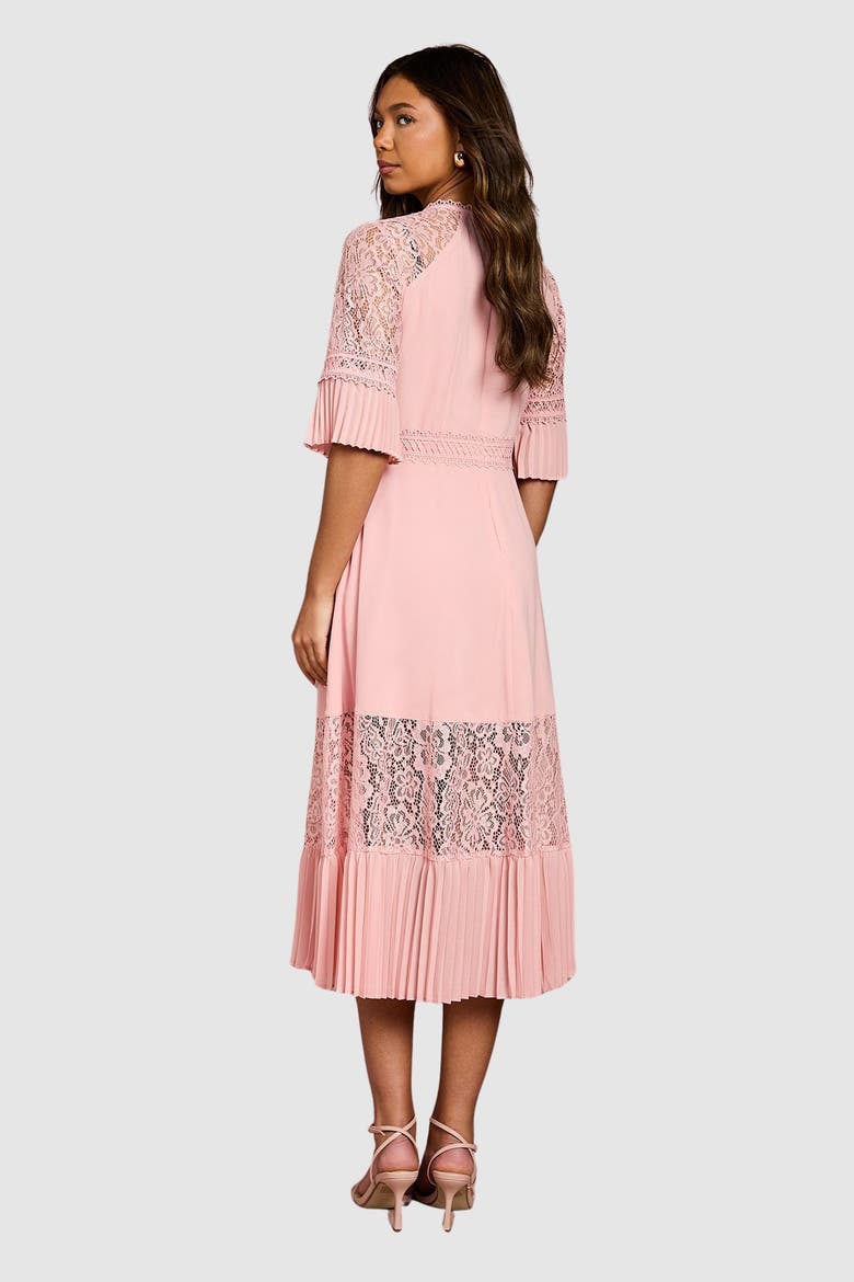 Lace Insert Midi Dress, Alternate, color, Blush