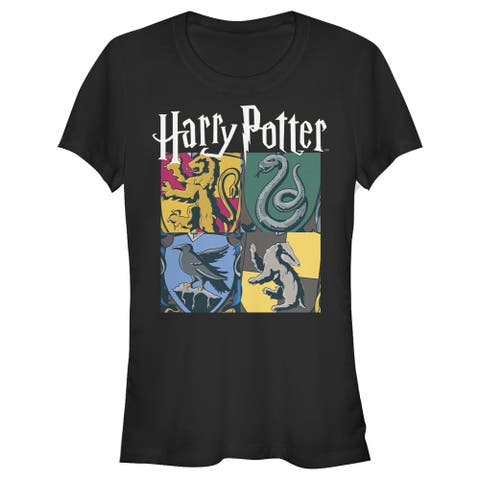 Junior's Harry Potter Hogwarts Houses Vintage Collage  Graphic T-Shirt