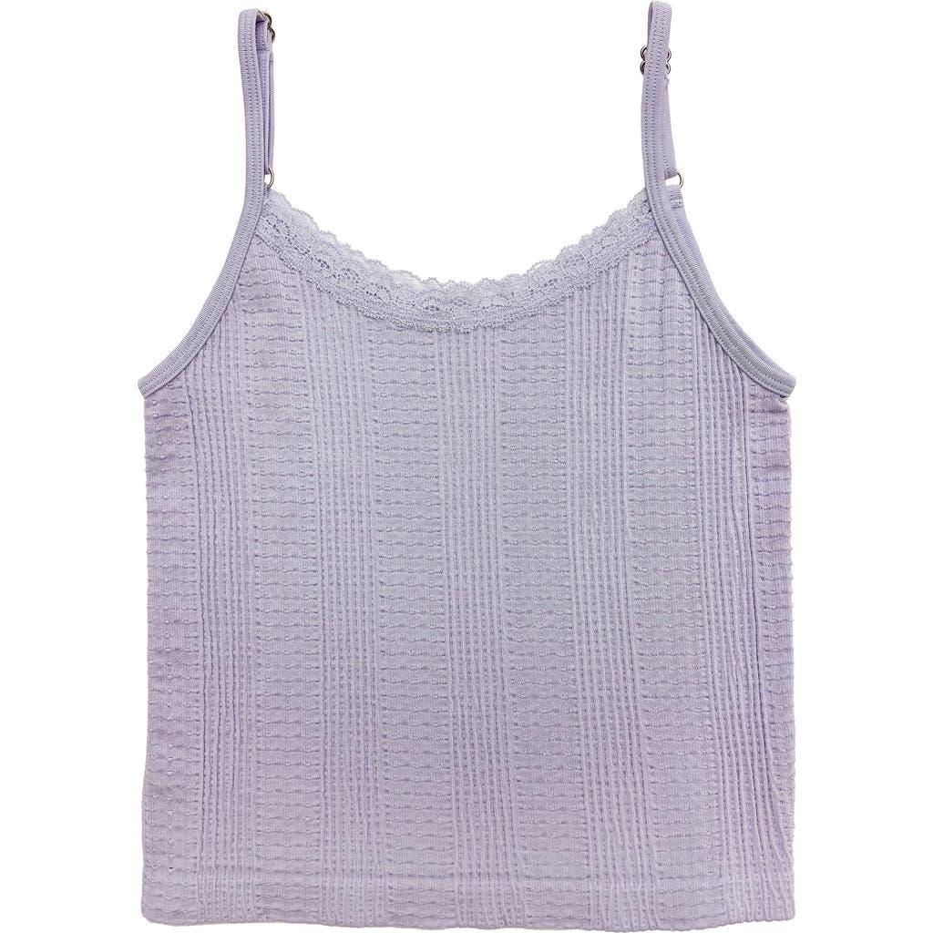 Suzette Collection Kids' Lace Trim Textured Camisole In Purple