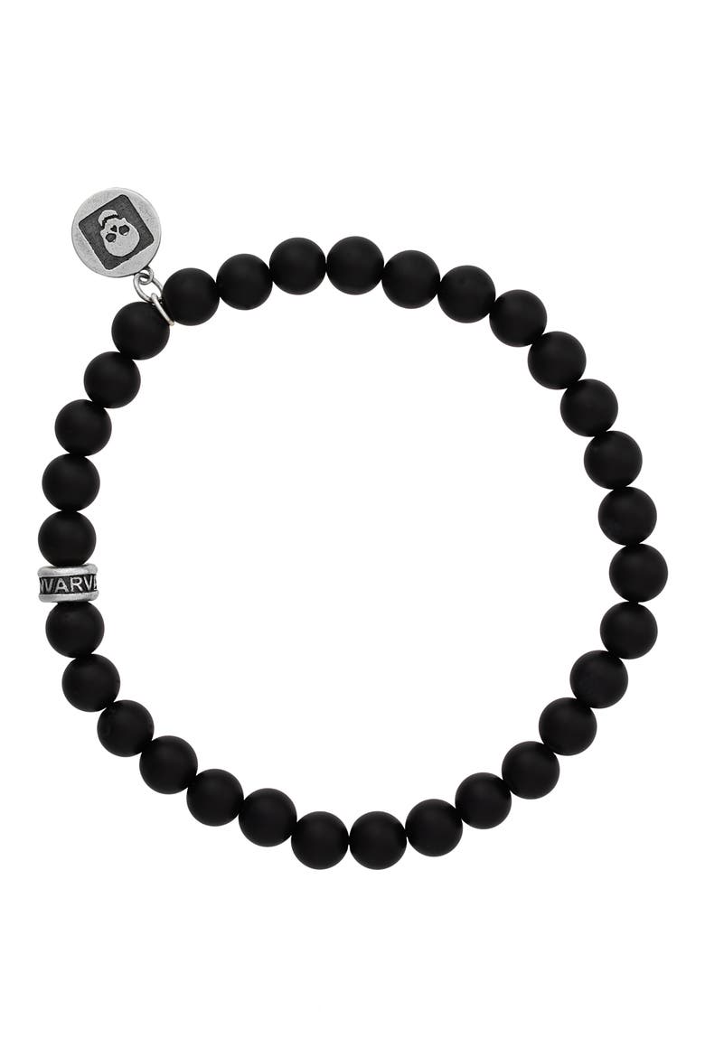 Men's Artisan Beaded Onyx Stretch Bracelet, Main, color, SILVER/BLACK