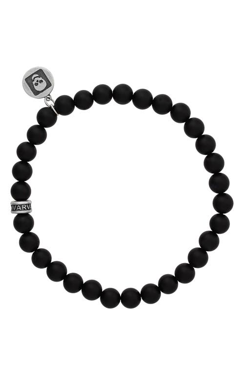 John Varvatos Artisan Beaded Onyx Stretch Bracelet In Silver/black