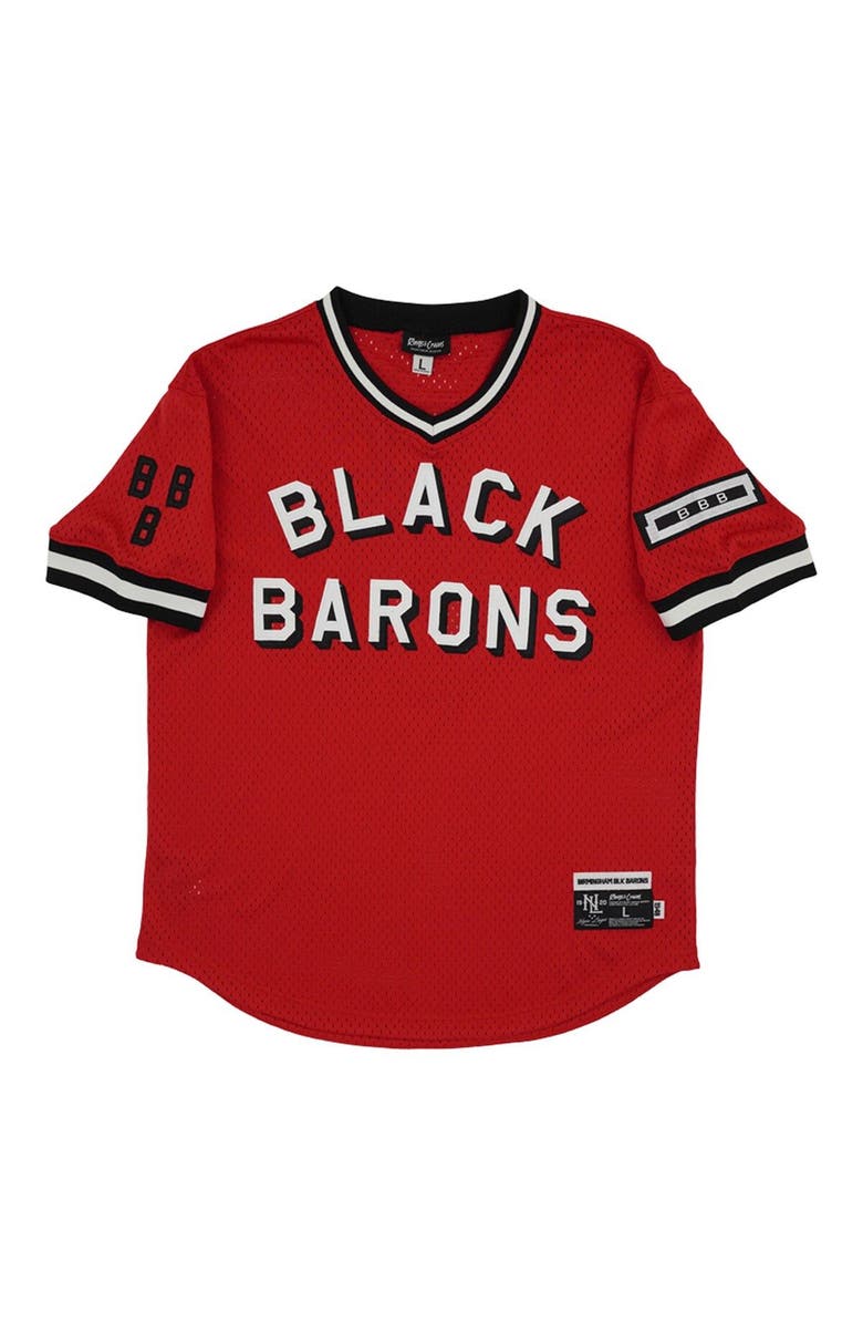 RINGS & CRWNS Men's Rings & Crwns #8 Red Birmingham Black Barons Mesh Replica V-Neck Jersey, Alternate, color, 