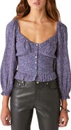 Lucky Brand Floral Smocked Button-Up Blouse