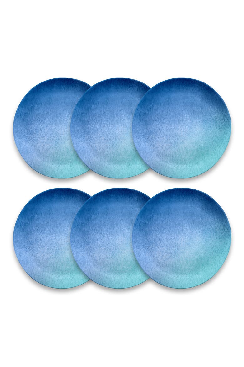 6-Piece Oceanic Ombré Dinner Plate Set, Main, color, BLUE