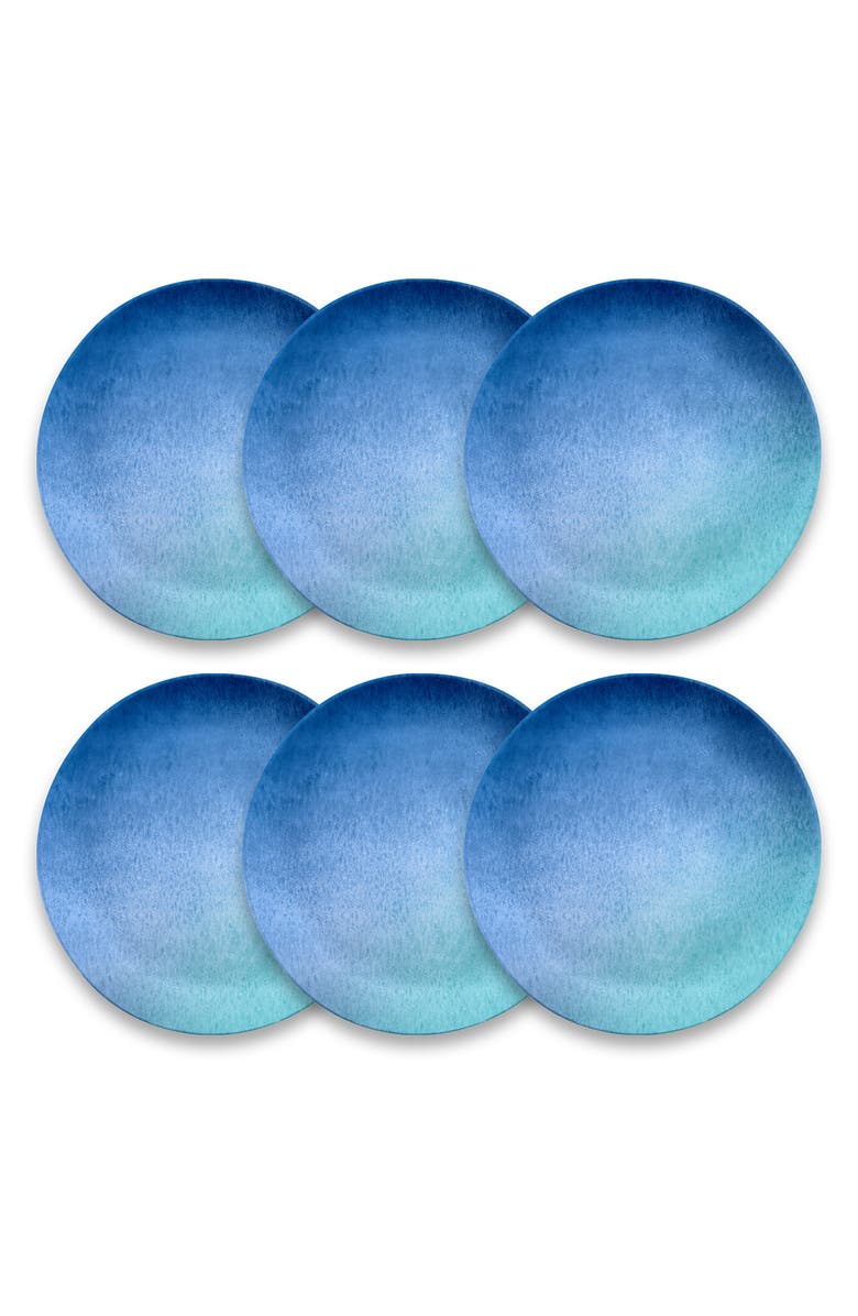 TarHong 6-Piece Oceanic Ombré Dinner Plate Set, Main, color, Blue