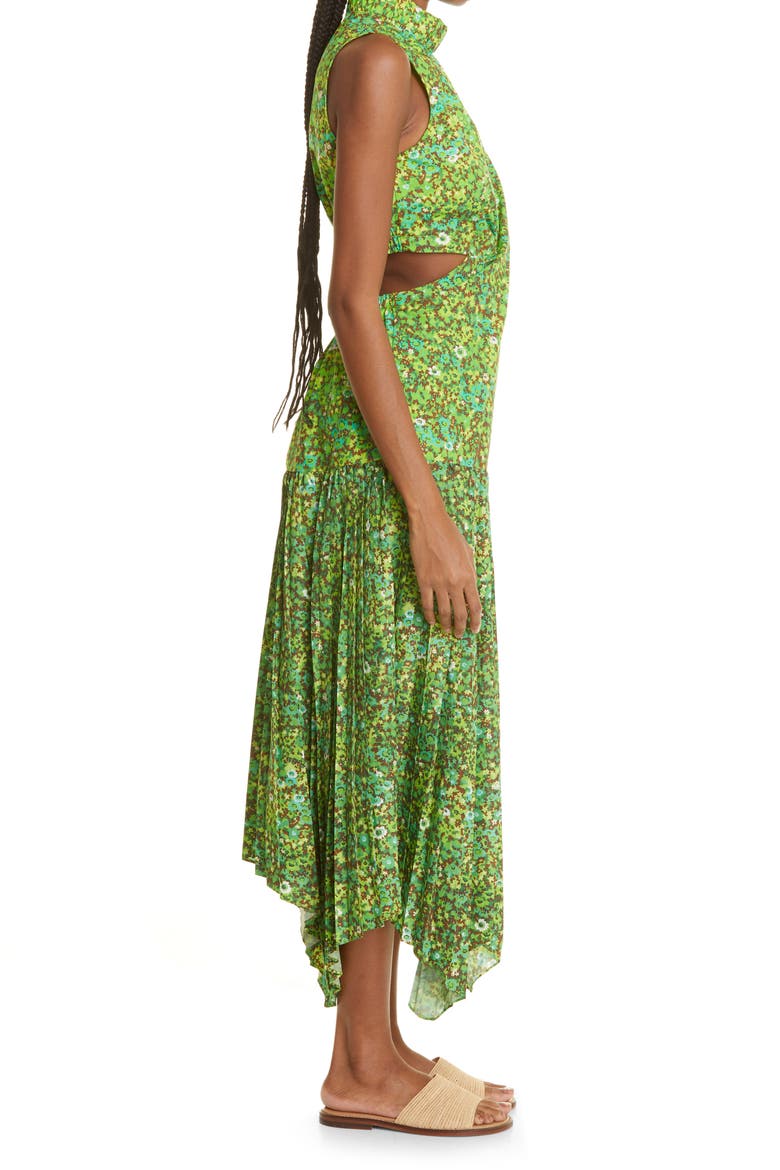 Pleated Phyllis Dress, Alternate, color, ACID GREEN