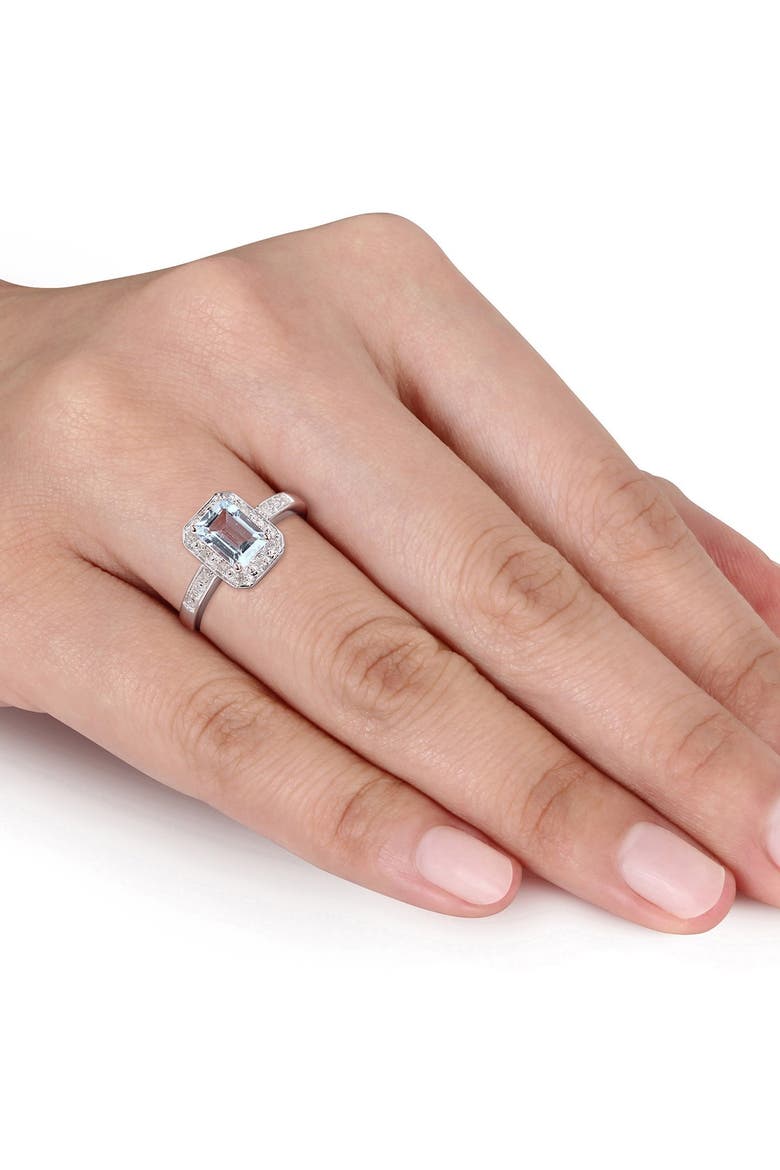 Pavé Diamond & Aquamarine Ring, Alternate, color, BLUE