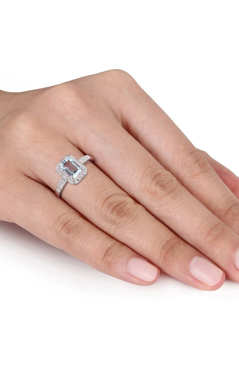 DELMAR Pavé Diamond & Aquamarine Ring, Alternate, color, Blue