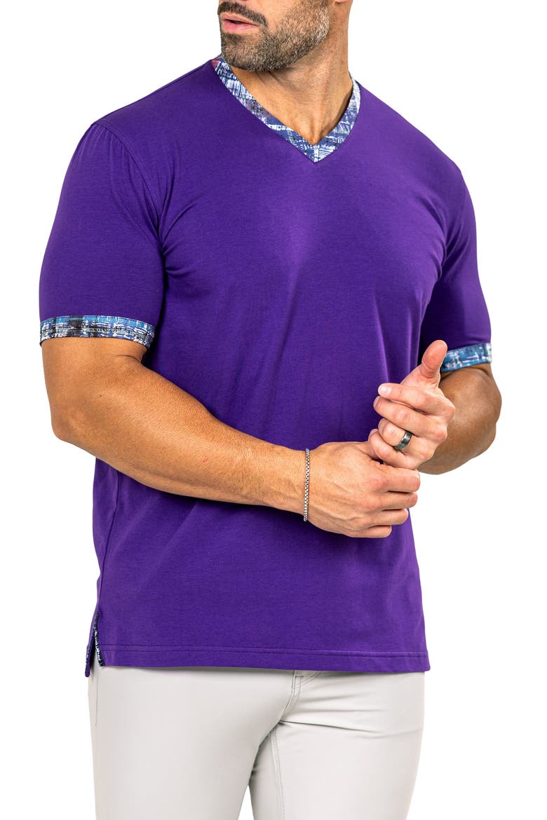 Edison Marthyr0006 Purple Cotton V-Neck T-Shirt, Alternate, color, PURPLE