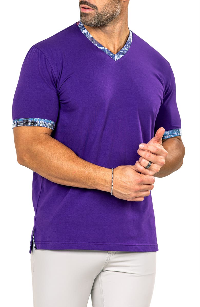 Maceoo Edison Marthyr0006 Purple Cotton V-Neck T-Shirt, Alternate, color, 