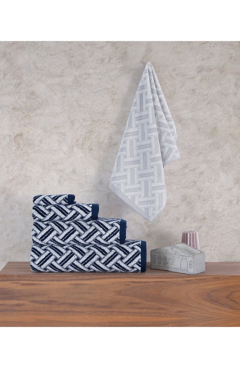 Brooks Brothers Crisscross Stitch 4-Piece Turkish Cotton Towel Set, Alternate, color, Grey