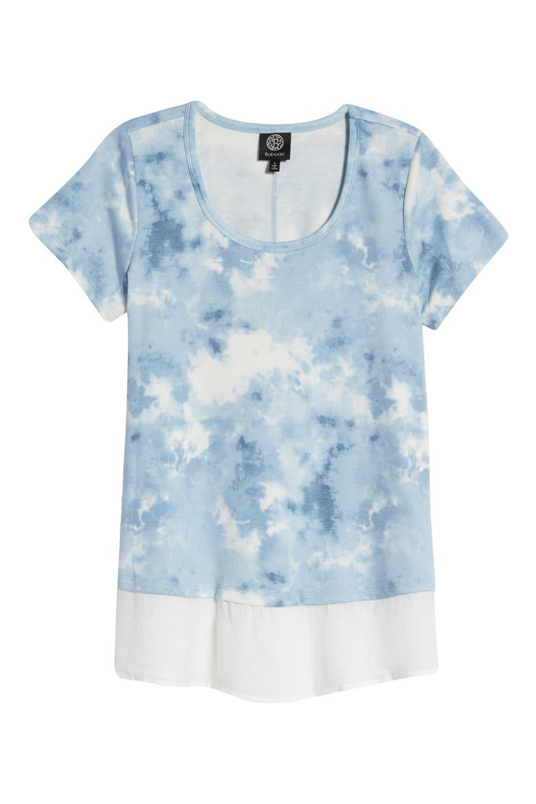 Mixed Media Top, Alternate, color, BLUE TIE DYE