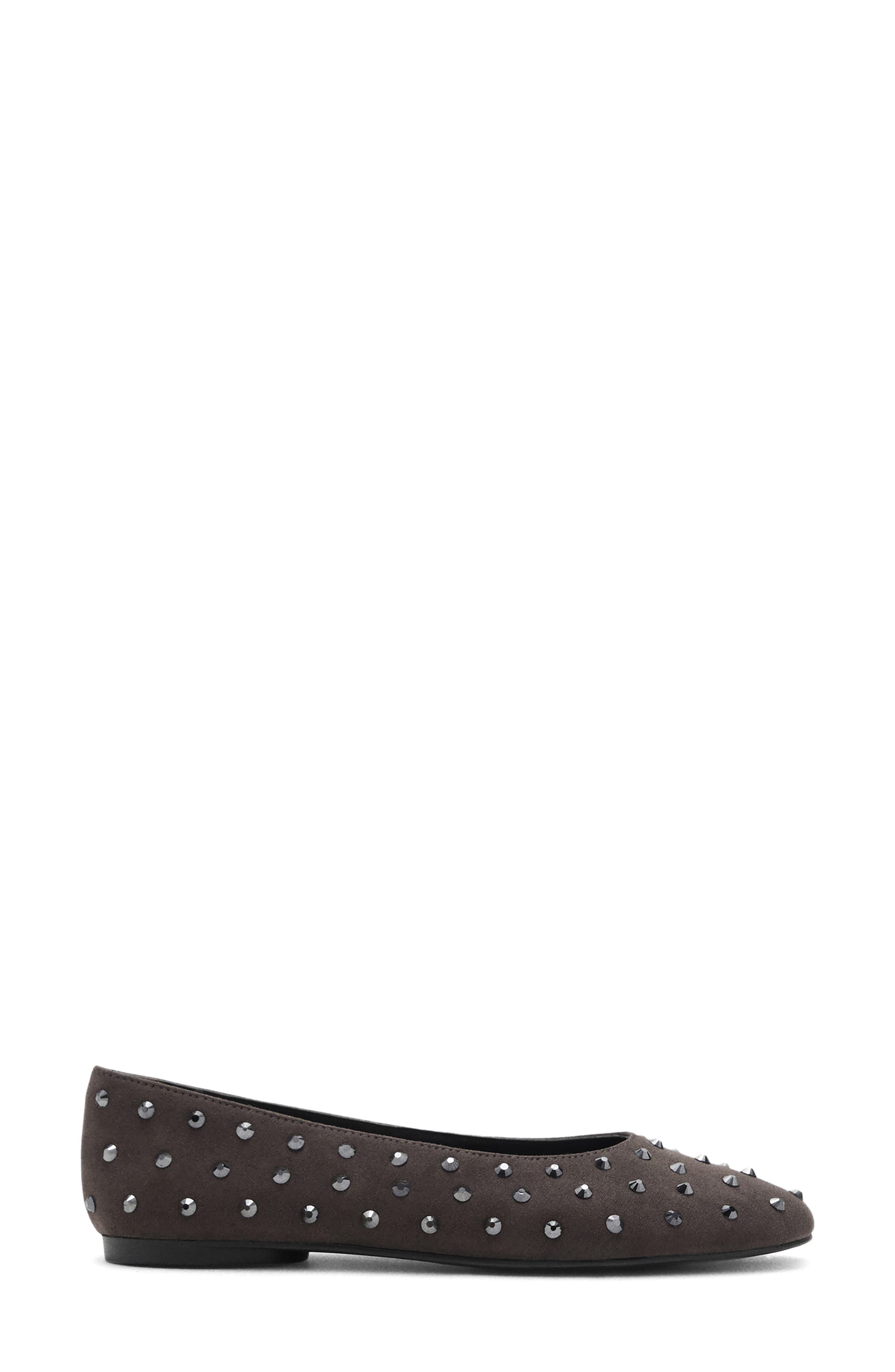 MANGO TEEN Studded Ballet Flat, Alternate, color, Charcoal