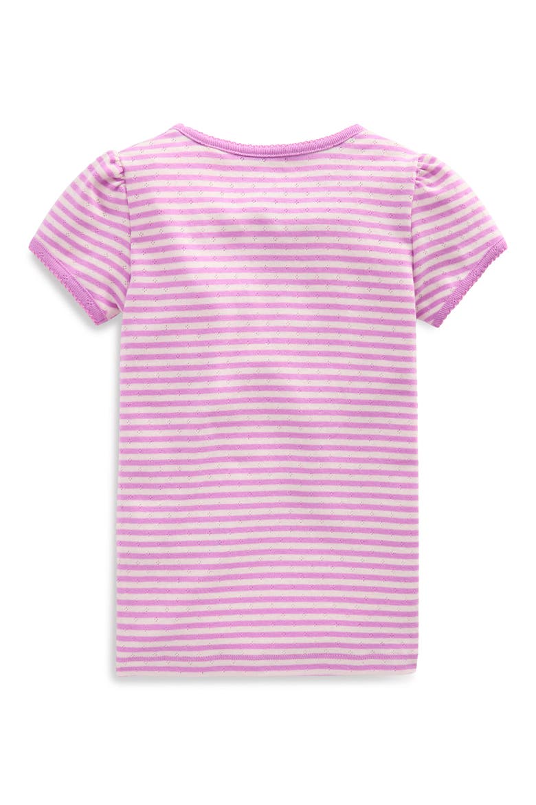 Kids' Pointelle Striped T-Shirt, Alternate, color, LILAC PURPLE/ IVORY