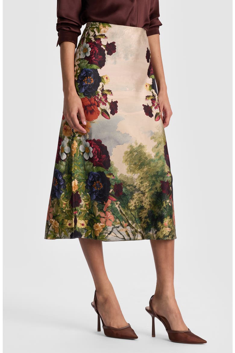 Maeve Floral Print Slip Skirt, Alternate, color, FORBIDDEN FOREST