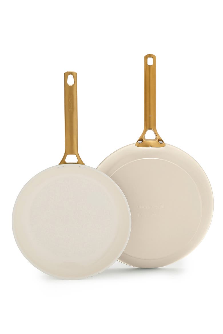 Reserve Set of 2 Ceramic Nonstick Frying Pans, Main, color, CREAM