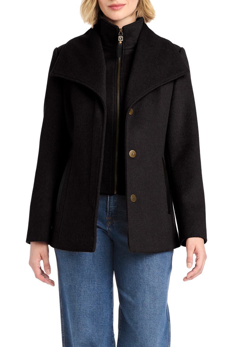High-Low Hem Wool Blend Coat with Fixed Bib, Alternate, color, BLACK