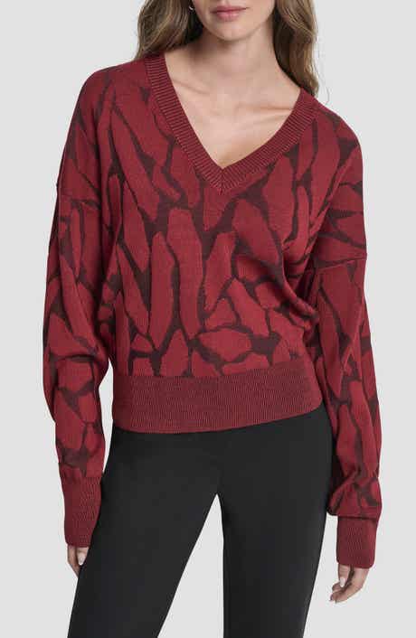 DKNY Jacquard V-Neck Sweater
