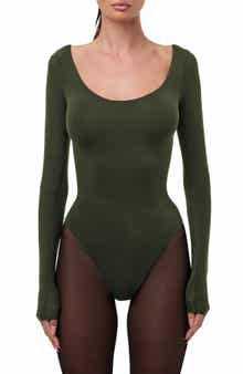 Naked Scoop Neck Long Sleeve Bodysuit