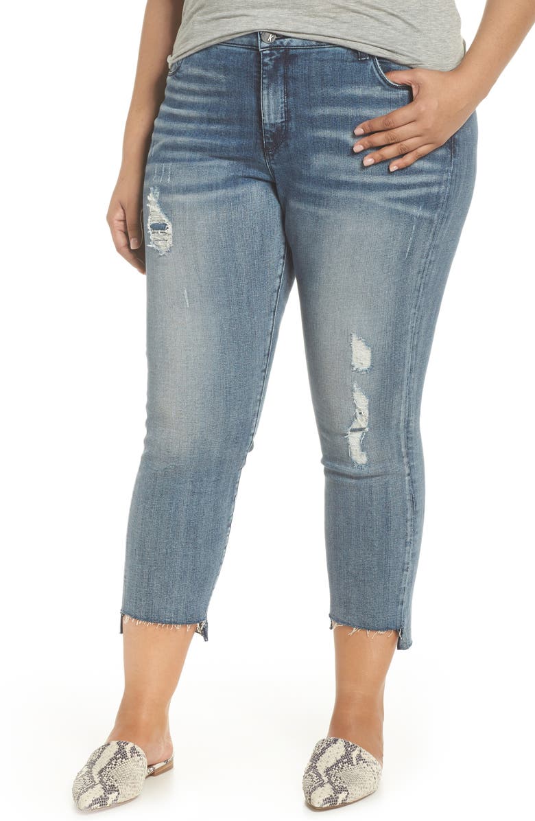 KUT from the Kloth Reese Raw Step Hem Ankle Straight Leg Jeans, Main, color, 