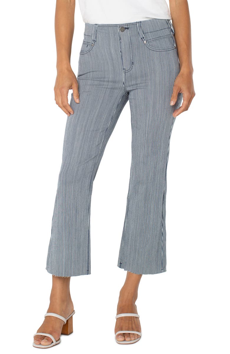 Liverpool Los Angeles Gia Glider Stripe Raw Hem Pull-On Crop Flare Pants, Alternate, color, 