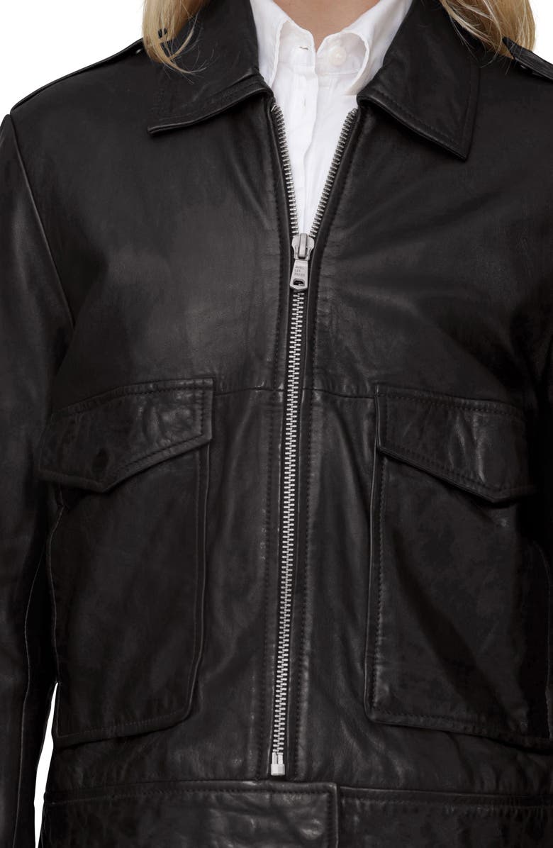Avec Les Filles Leather Aviator Jacket, Alternate, color, 