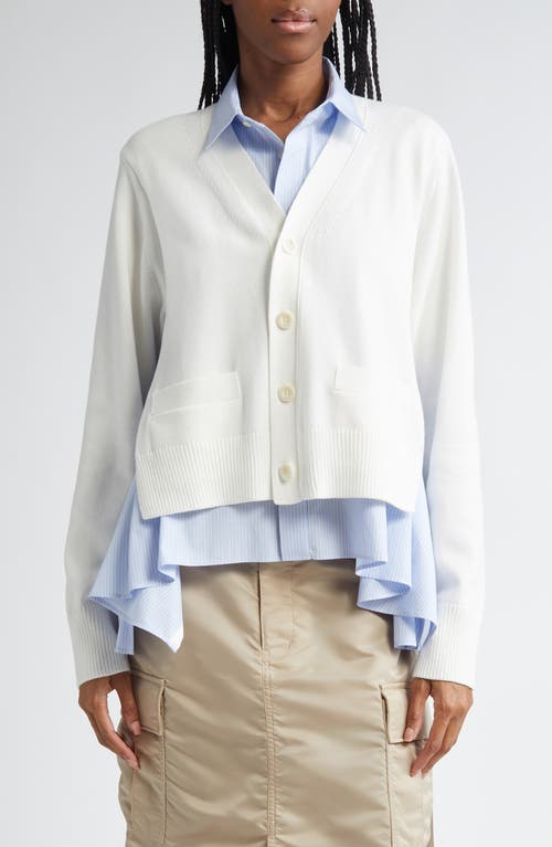 Sacai Mixed Media Poplin & Knit Cardigan