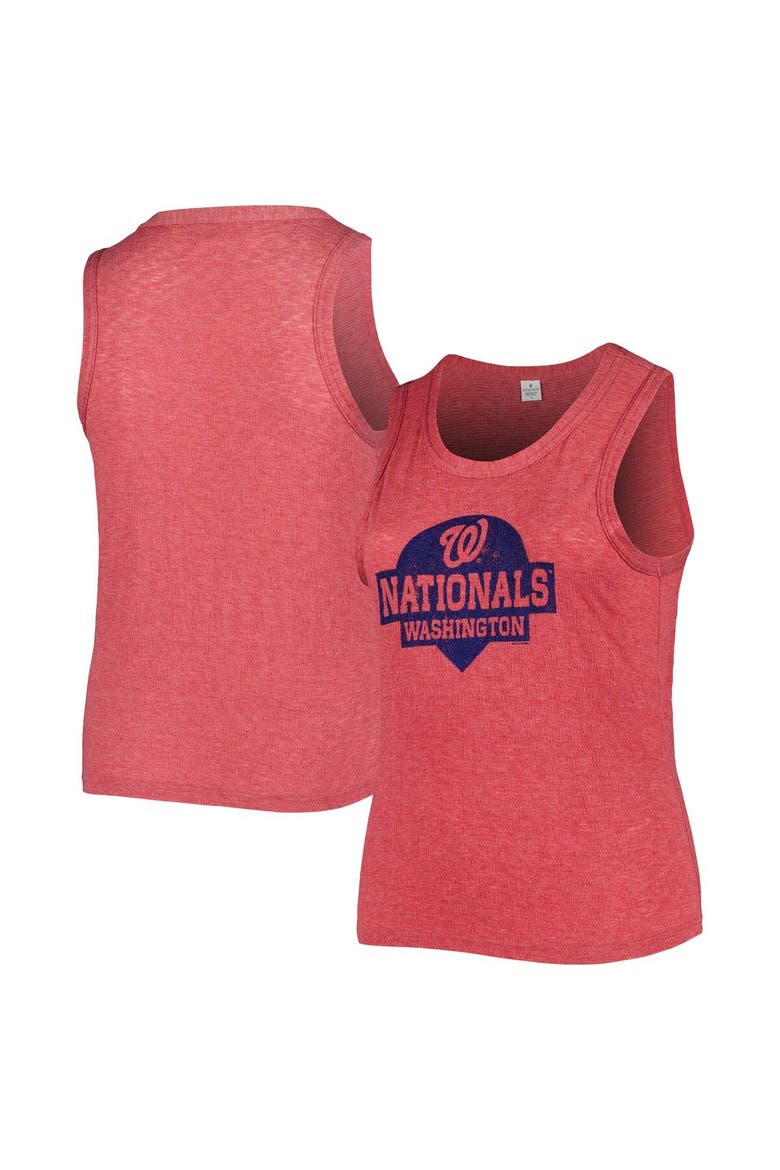 Women's Soft as a Grape Red Washington Nationals Plus Size High Neck Tri-Blend Tank Top, Main, color, Red