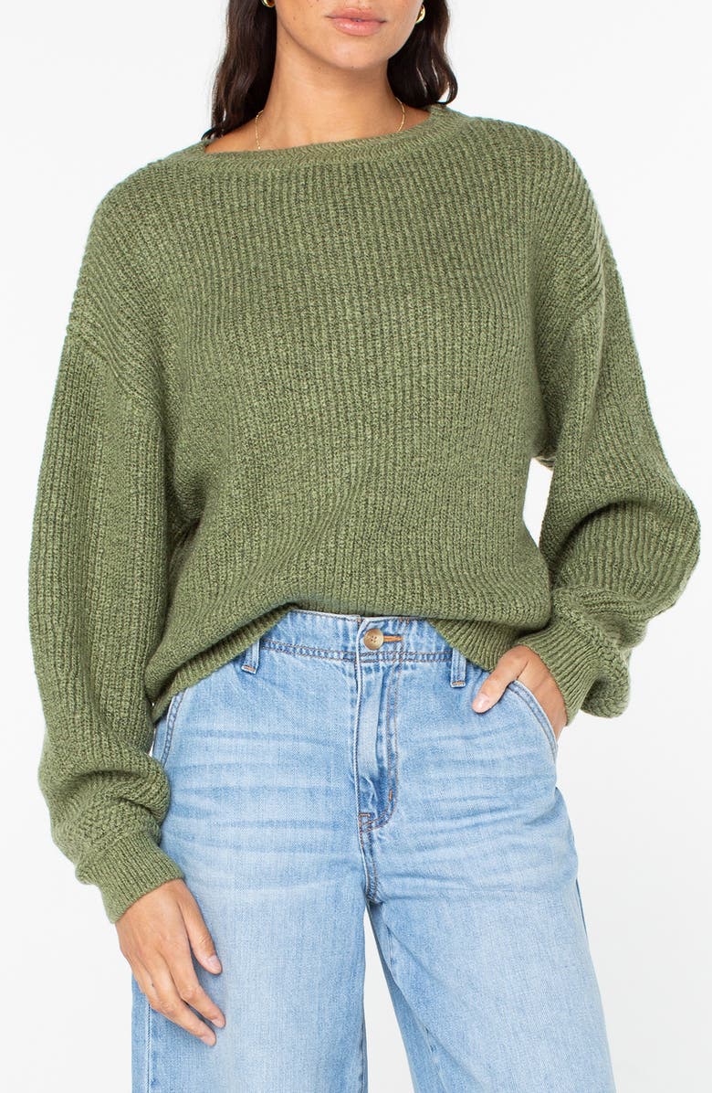 Roxy Around the Way Boatneck Sweater, Main, color, Oil Green