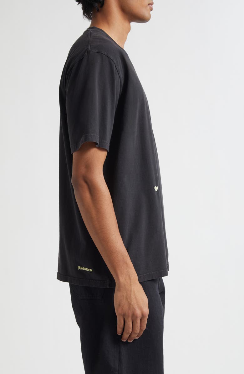 JW Anderson Embroidered Cotton T-Shirt, Alternate, color, Washed Black