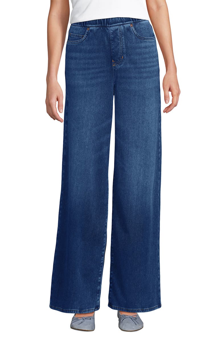 Lands' End Starfish Denim High Rise Wide Leg Jeans, Alternate, color, Indigo Tide Blue