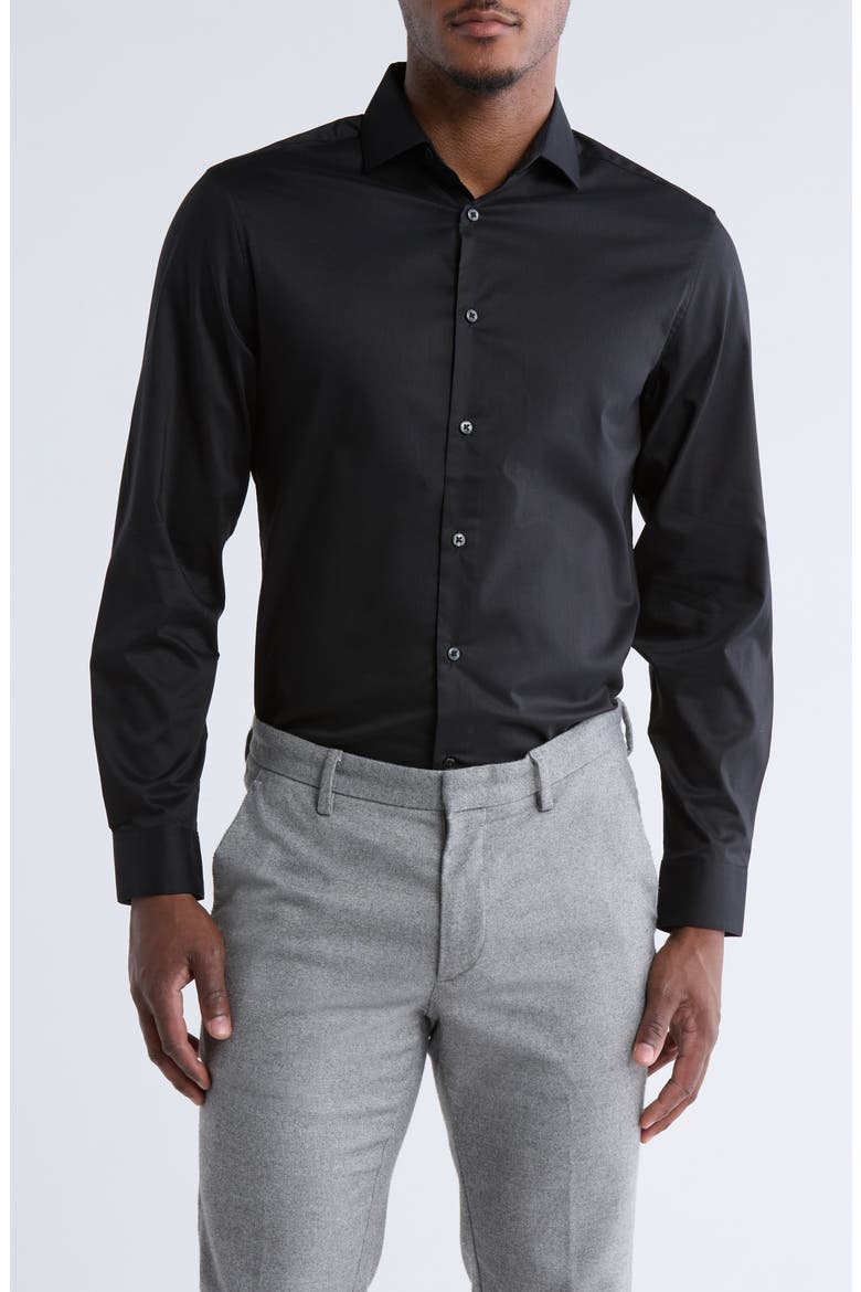 Lasting Color Slim Fit Dress Shirt, Main, color, BLACK