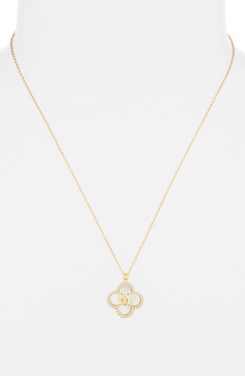 Argento Vivo Sterling Silver Clover Mother-of-pearl Initial Pendant Necklace In Gold