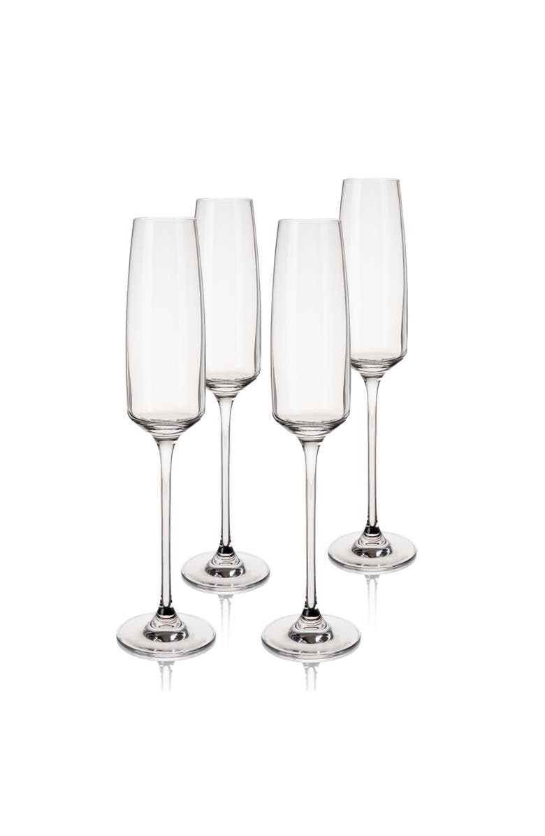 Viski Reserve Julien Crystal Champagne Flutes Set of 4, Main, color, Clear