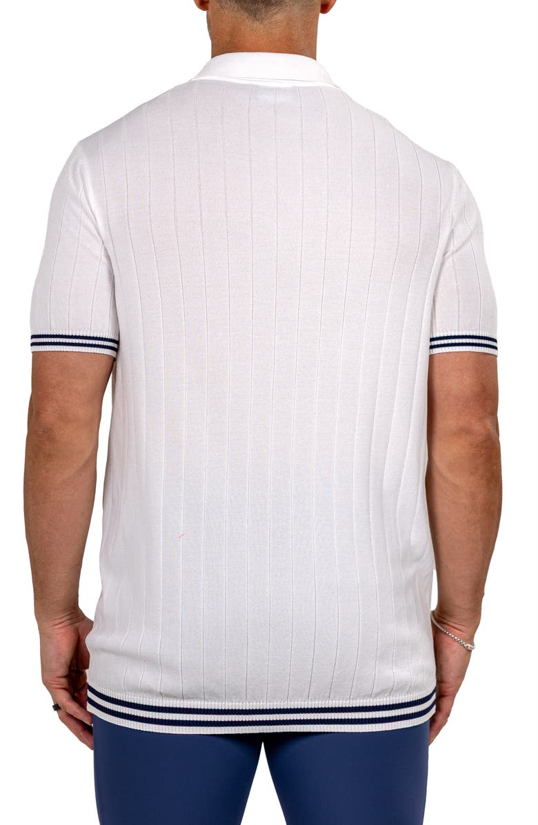 Maceoo Marthy Knit Short Sleeve Button-Up Shirt, Alternate, color, White