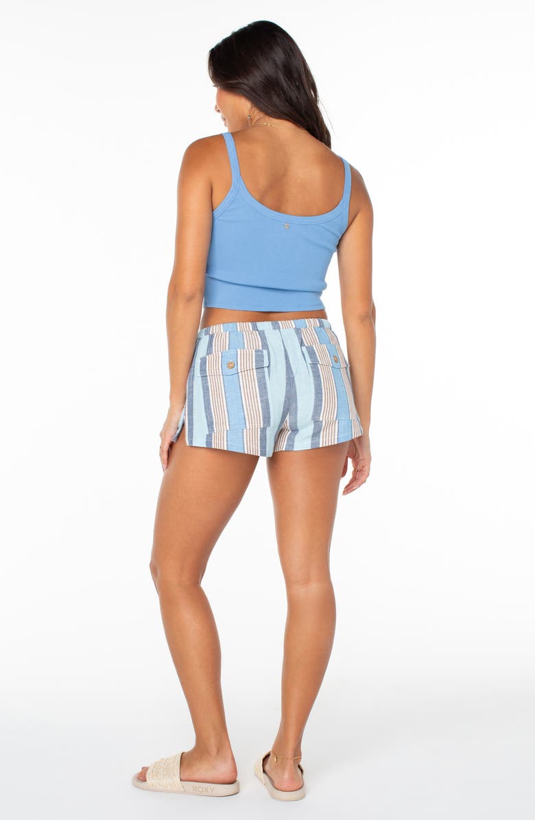 Roxy Iyla Stripe Drawstring Shorts, Alternate, color, Silver Lake