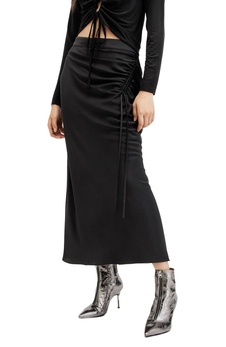 AllSaints Alexia Ruched Skirt, Main, color, 