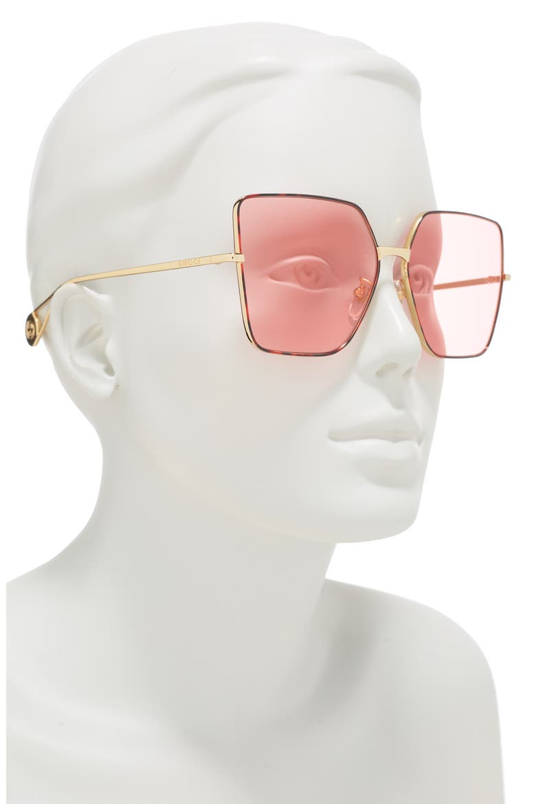 61mm Square Sunglasses, Alternate, color, GOLD