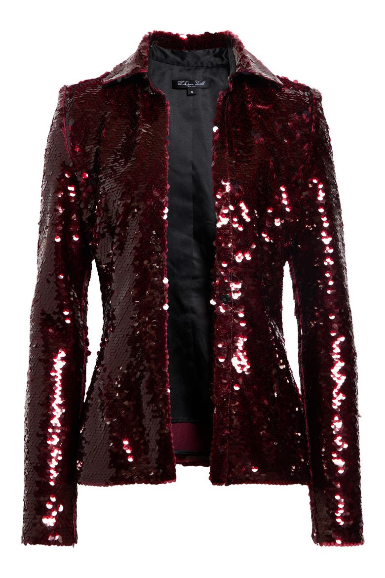 Sequin Button Down Shirt, Main, color, OXBLOOD