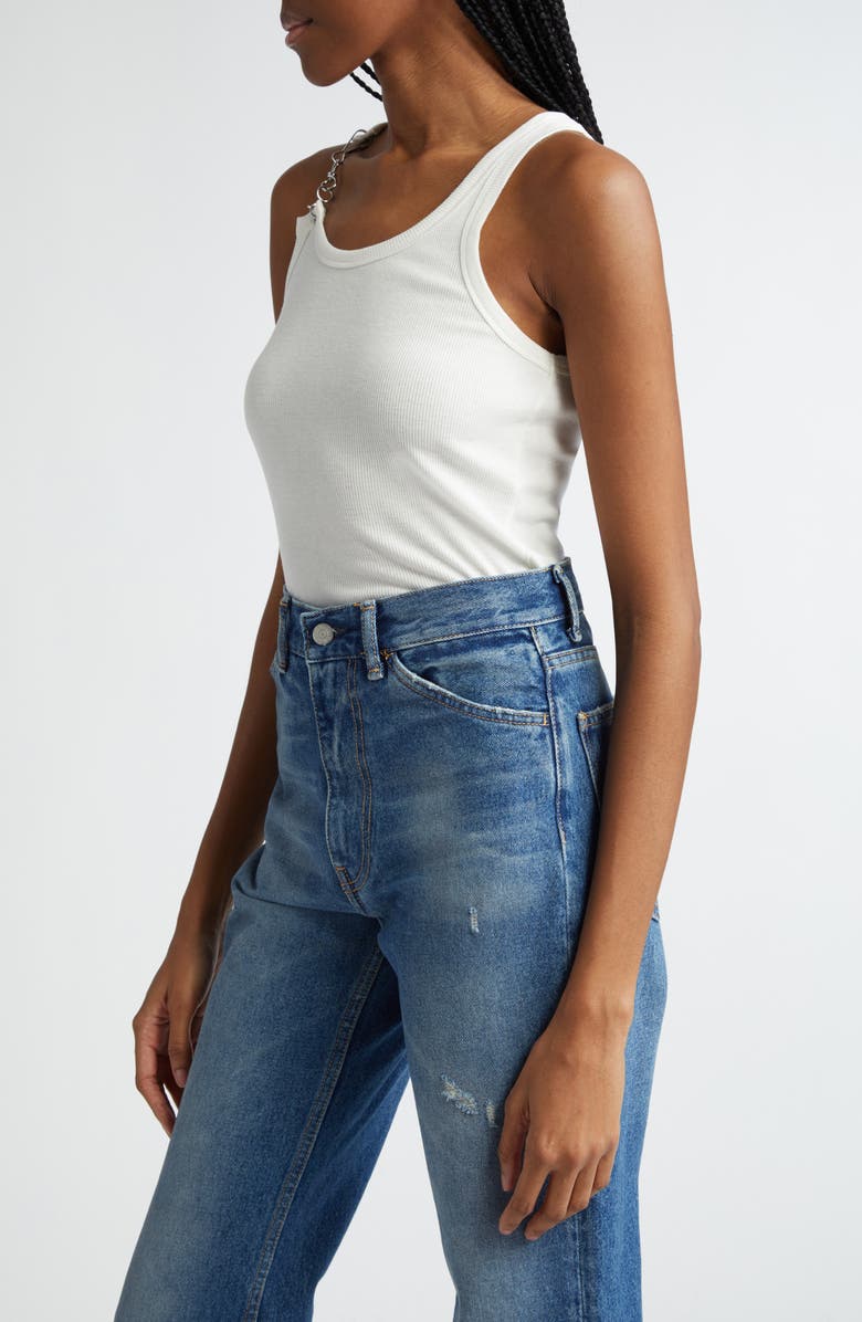 Acne Studios Emetal Rib Hardware Strap Cotton Tank, Alternate, color, 