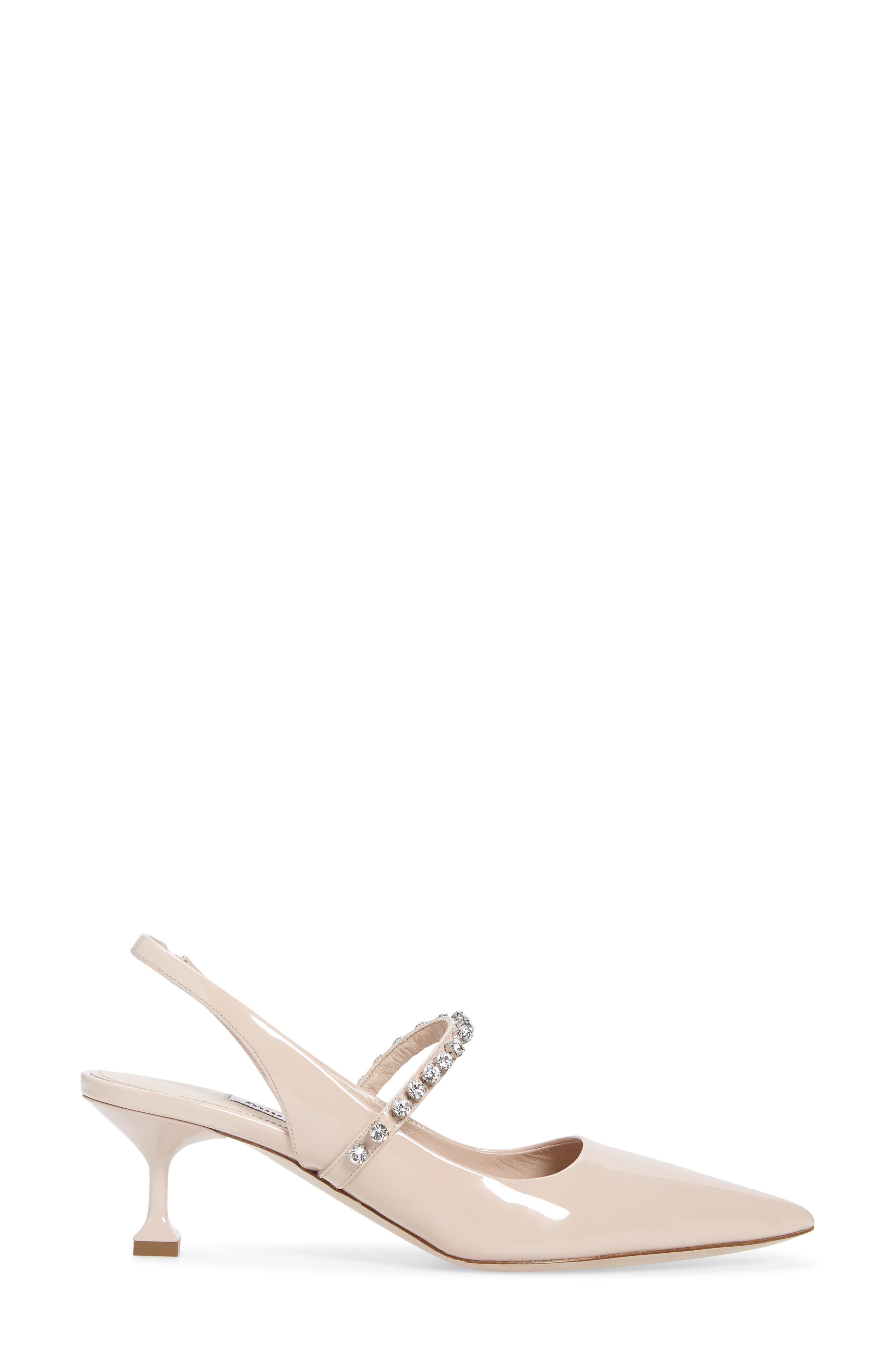 Miu Miu Crystal Strap Pointed Toe Slingback Pump, Alternate, color, 