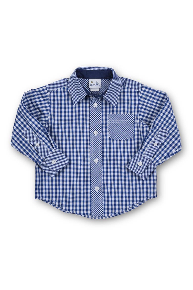 Gingham Button Down Shirt, Main, color, Blue Plaid