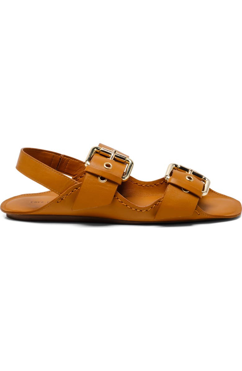 Free People Blossom Buckle Flat Sandal, Alternate, color, Luggage Leather