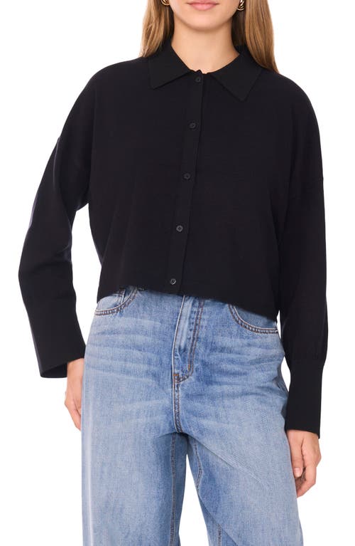 1.state Collared Button Down Cropped Sweater In Black