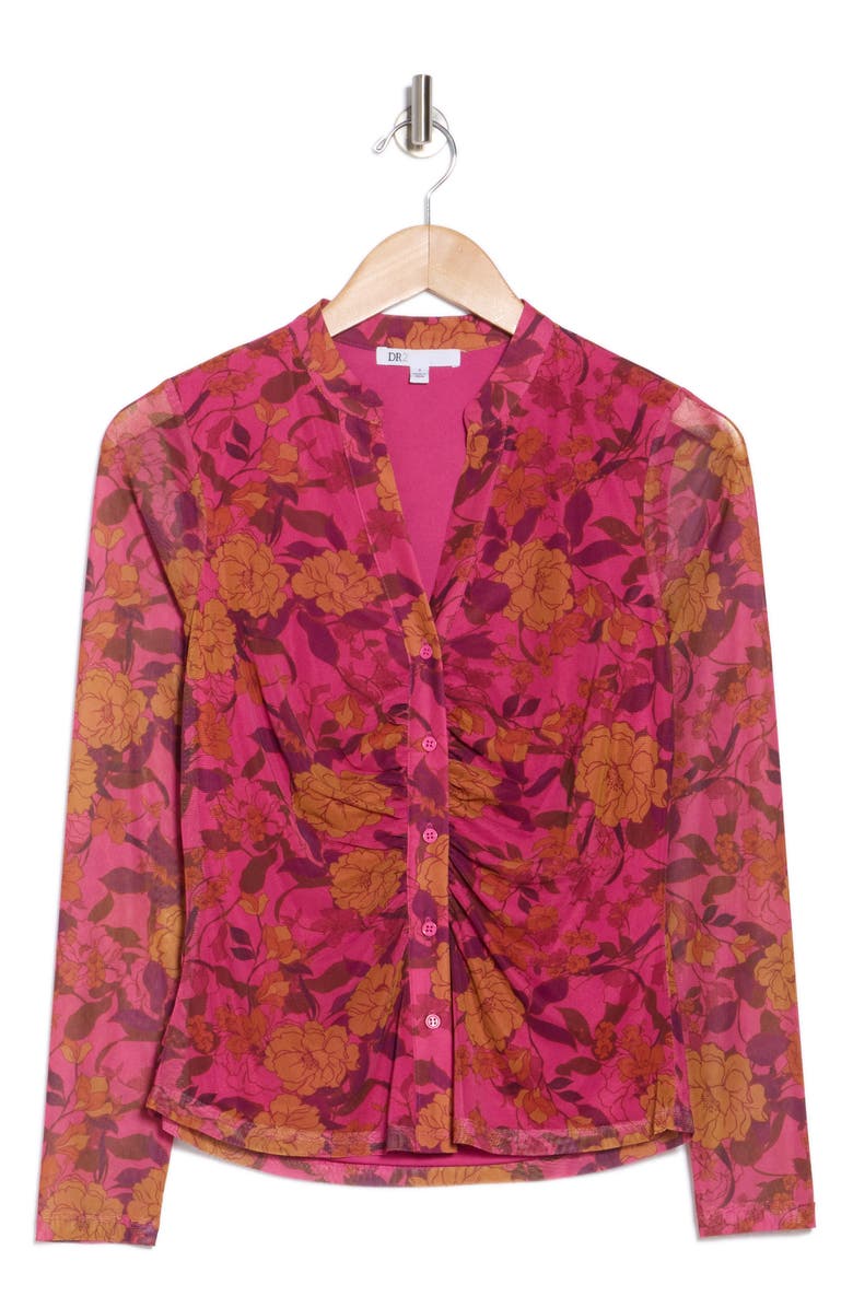 DR2 by Daniel Rainn Ruched Button-Up Shirt, Alternate, color, O814 Red